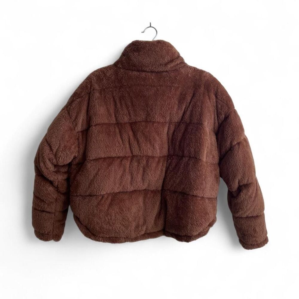 Kendall & Kylie Brown Teddy Fleece Puffer Jacket Women’s M/L - Picture 8 of 9